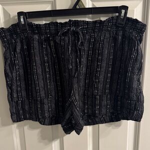 Time and Tru Black and White Striped High Waist Shorts